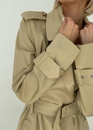 Woman sand-beige cotton trench coat8 photo