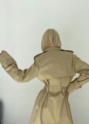 Woman sand-beige cotton trench coat6 photo