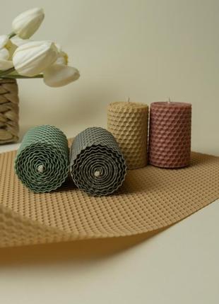 Set of 4 x 100% Pure BEESWAX mini-candles 6,5 cm x 4,5 cm