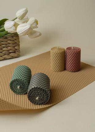 Set of 4 x 100% Pure BEESWAX mini-candles 6,5 cm x 4,5 cm2 photo