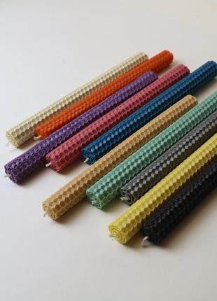 Set of 10 x 100% pure beeswax long-candles 20 cm x 1,5 cm1 photo