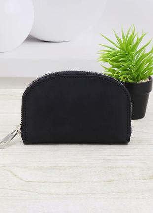 Personalized handmade leather mini wallet/ minimalistic small zipper around wallet for women4 photo