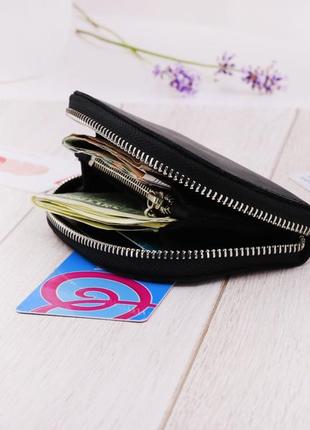 Personalized handmade leather mini wallet/ minimalistic small zipper around wallet for women6 photo