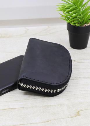 Personalized handmade leather mini wallet/ minimalistic small zipper around wallet for women7 photo