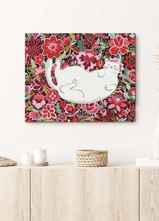 Painting by numbers Cat in flowers