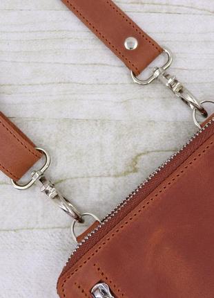 Leather messenger bag with zipper around for mens/ Crossbody wallet bag with double compartment7 photo
