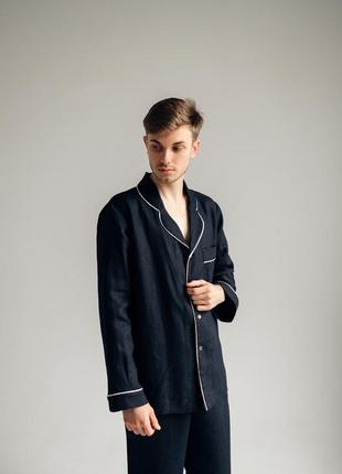 Men's classic linen pajamas set5 photo