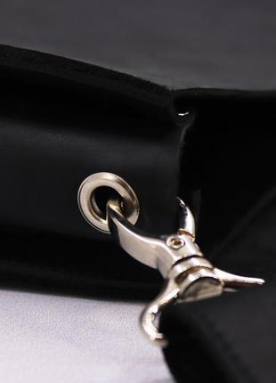 Classic leather bag with removable shoulder strap / Womens medium black pouch5 photo