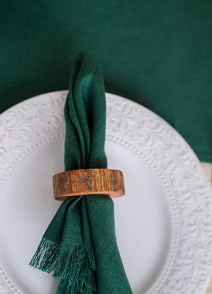 Linen napkins with fringed  - 2 piece