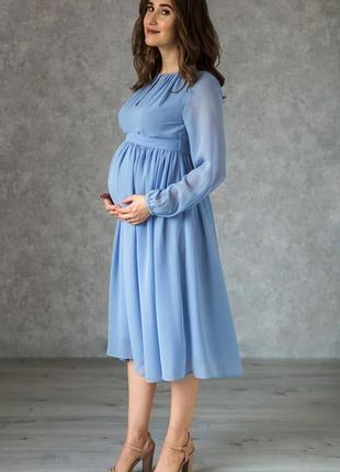Maternity cocktail dress with keyhole neckline | Blue grey2 photo