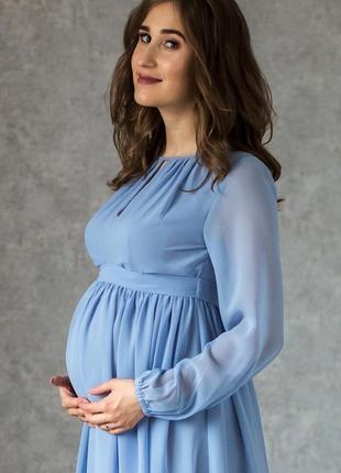 Maternity cocktail dress with keyhole neckline | Blue grey3 photo