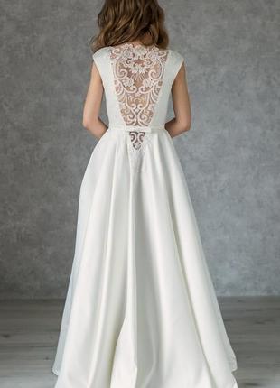 Satin Wedding Dress with Embroidered Back2 photo