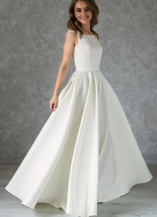 Satin Wedding Dress with Embroidered Back1 photo