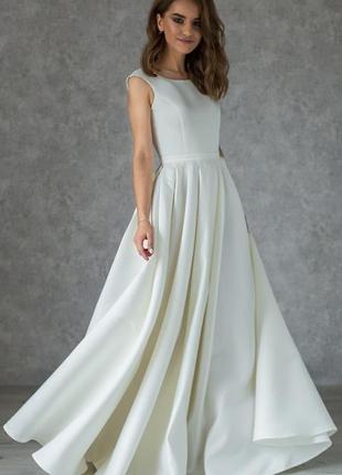 Satin Wedding Dress with Embroidered Back4 photo