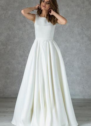 Satin Wedding Dress with Embroidered Back6 photo