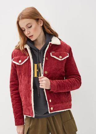 Women's wool corduroy jacket DASTI Denim crimson4 photo