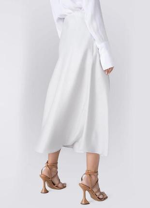 Silk midi skirt, white2 photo