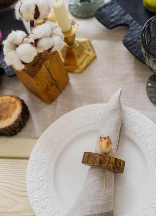 Linen napkins with fringed  - 4 piece