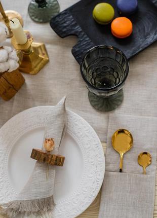 Linen napkins with fringed  - 8 piece5 photo