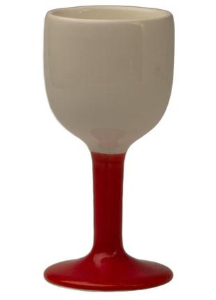 Christmas red-white ceramic wine glass