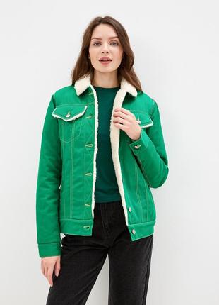 Women's denim jacket on wool DASTI Denim Urban green