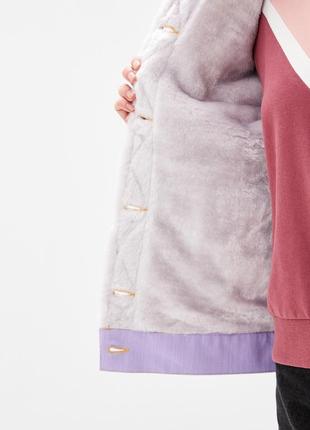Women's denim jacket with fur DASTI Denim Urban violet4 photo