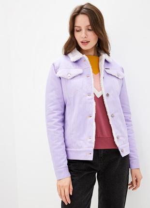 Women's denim jacket with fur DASTI Denim Urban violet