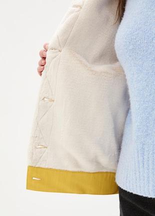 Women's denim jacket with fur DASTI Denim Urban mustard4 photo