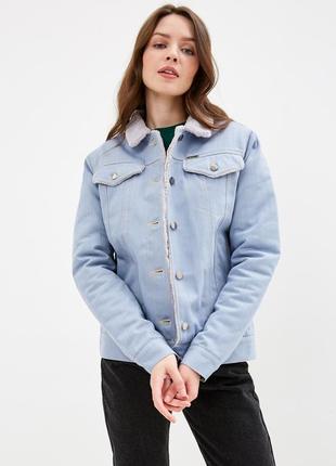 Women's denim jacket with fur DASTI Denim Urban blue1 photo