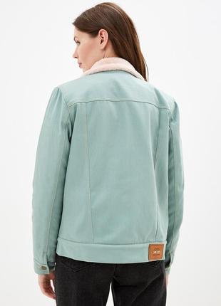 Women's denim jacket with fur DASTI Denim Urban mint3 photo