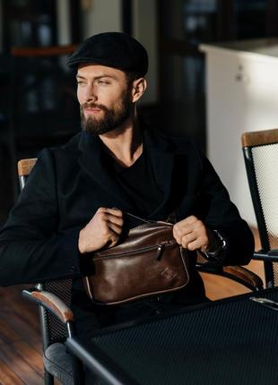 Man crossbody bag, personalized leather fanny pack, waist travel coin purse, shoulder messenger bag