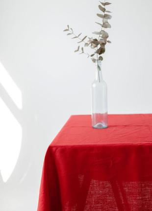 Red linen tablecloth "poppy field". Size: L - 190*240 cm