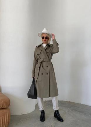 Woman olive cotton trench coat