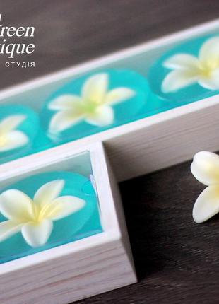 Gift set of glycerine soap 3 frangipani (plumeria)3 photo