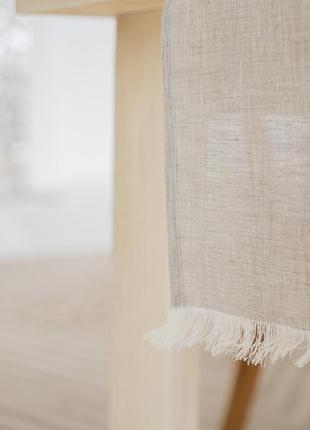 Linen table runner with fringed "Eco". Dimensions: 50*195 cm4 photo