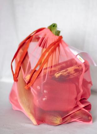 Reusable  tote mesh Bags - Set of 3, handmade,  sack, stringbag.3 photo