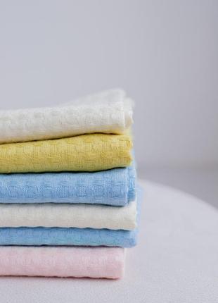 Waffle towel made of linen and cotton blue. Size: 70*100 cm6 photo
