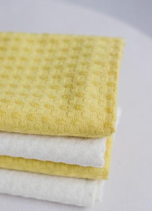 Waffle towel made of linen and cotton yellow. Size: 70*100 cm9 photo