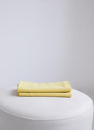 Waffle towel made of linen and cotton yellow. Size: 70*100 cm1 photo