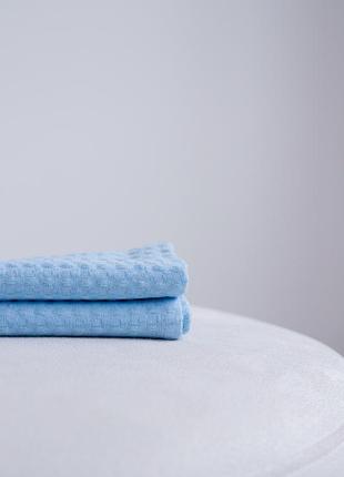 Waffle towel made of linen and cotton blue. 2 piece set1 photo