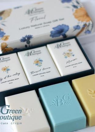 Natural kraft soap set lily of the valley, mimosa, bouquet of flowers