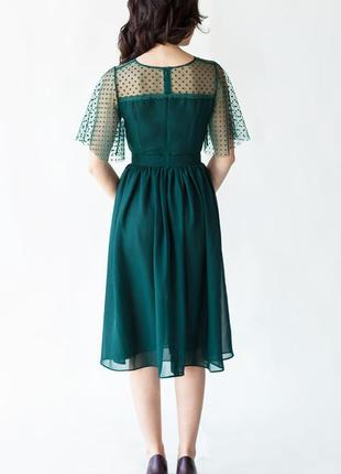 Polka dot chiffon midi cocktail dress | Emerald3 photo