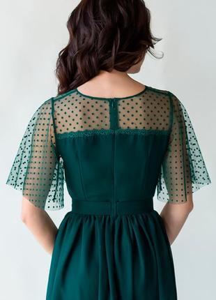 Polka dot chiffon midi cocktail dress | Emerald4 photo