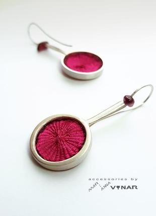 "Royal pink" silk earrings1 photo
