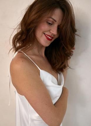 Ivory silk slip dress. Cowl neck midi cocktail dress.8 photo