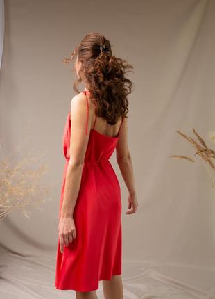 Red silk slip dress Midi. Cowl neck midi cocktail cami dress.5 photo