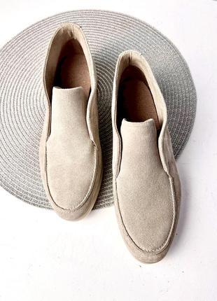 Beige suede high top loafers4 photo