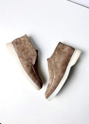 High loafers in cappuccino suede3 photo