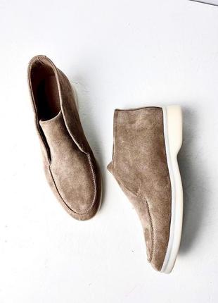 High loafers in cappuccino suede2 photo