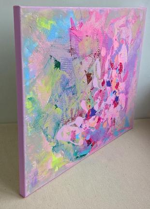Original abstract acrylic paintings. hot pink abstract artwork.2 photo